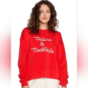 p.j. salvage cabins & cocktails red crewneck sweatshirt red size M